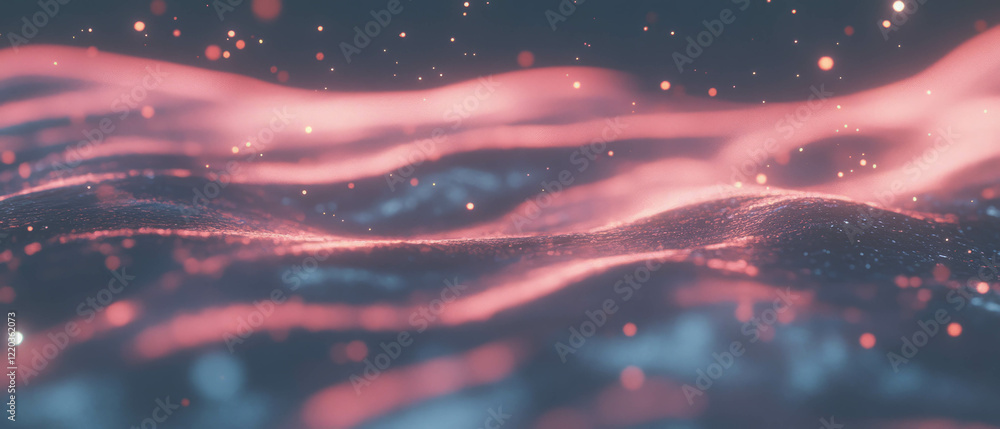Poster Exploring the enchanting world of 3D sound waves with radiant glowing particles