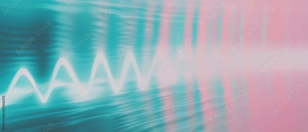 Poster exploring the vibrancy of 3d sound waves with metallic reflections and futuristic design