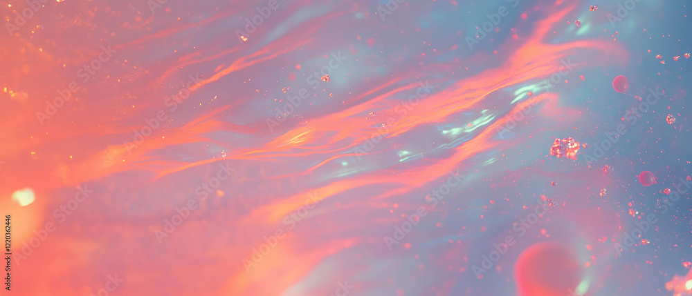Poster dynamic 3d sound waves with evolving particles and visual effects in vibrant colors