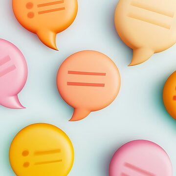 user review experience verified Colorful chat bubbles on a light background, suggesting communication and conversation.