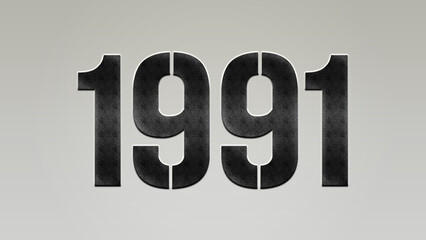 3D Bold metal number 1991 on silver background.