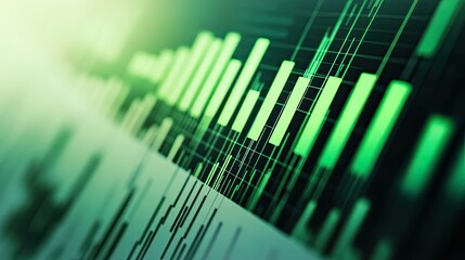 Rising sales graph with vibrant green bars, highlighting growth trends on a minimalist white background