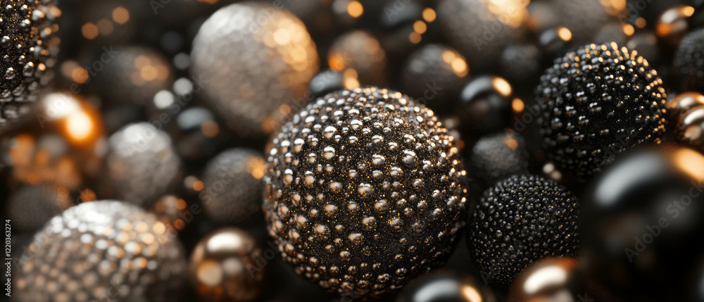 Poster intricate patterns of glittering spheres create a mesmerizing 3d abstract background design