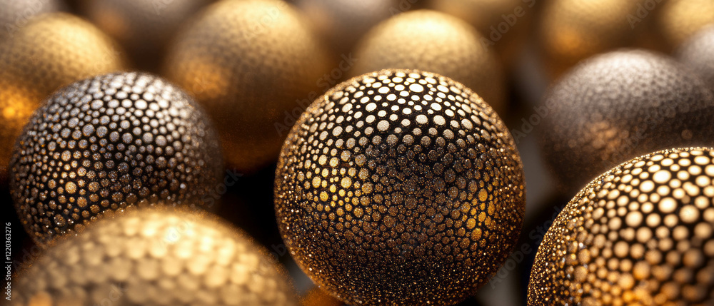 Aufkleber intricate designs of 3d spheres with glitter patterns and detailed textures unfold dynamically
