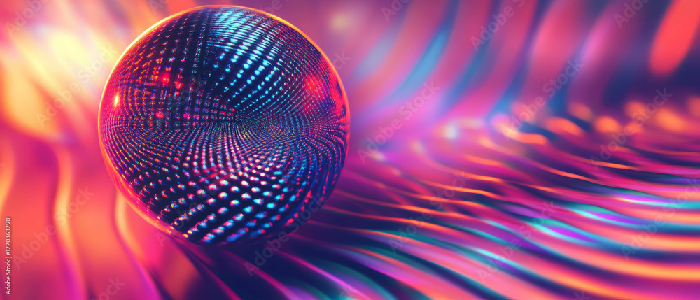 Poster abstract 3d spheres with glitter create mesmerizing optical illusions and vibrant patterns