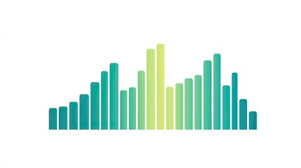 Sales growth chart with vivid green bars increasing annually, set on a plain white background for clarity