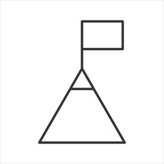mountain line icon with flag on white
