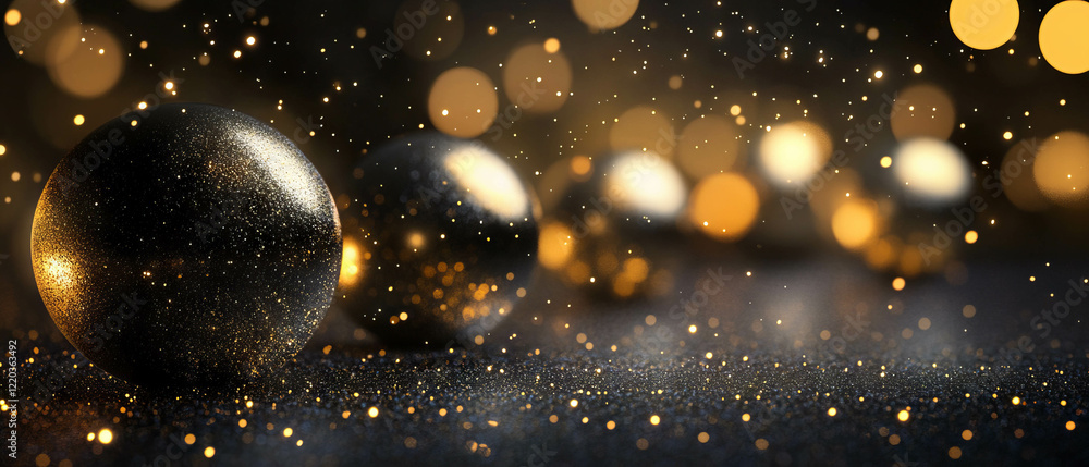 Aufkleber spheres illuminated by internal light creating a magical atmosphere with glowing particles