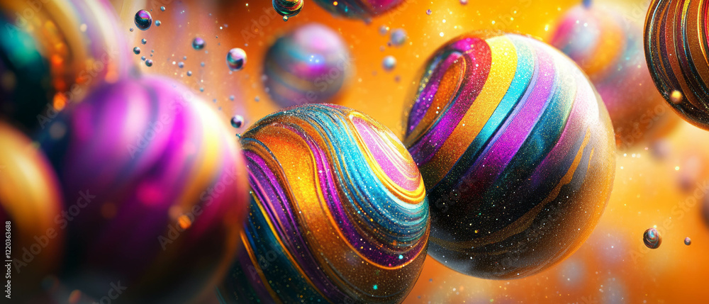 Aufkleber abstract spheres create a colorful and textured visual experience with depth