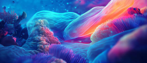 Obraz premium Discover tranquil underwater beauty with vibrant coral reefs and marine life