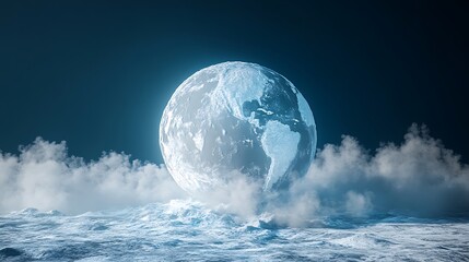 3D rendering of the Earth with clouds around it