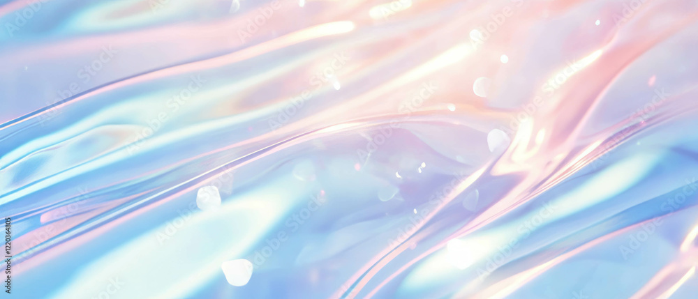 Poster dynamic waves of liquid crystals reflecting light and creating intricate patterns
