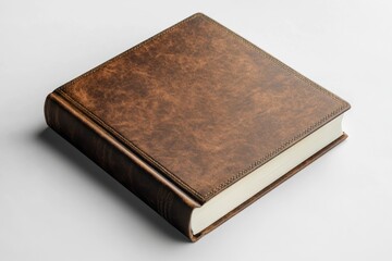 Obraz premium Elegant Brown Leather-Bound Book on a Light Background