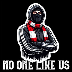 illustration vector graphic of Football fans ultras hooligan wear balaclava and jacket design for logo, t-shirt, etc
