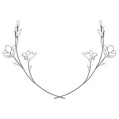 elements hand drawn floral frames feminine wedding