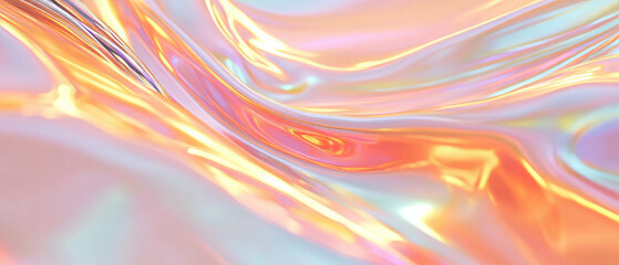 Futuristic waves of liquid metal reflect light in an abstract environment
