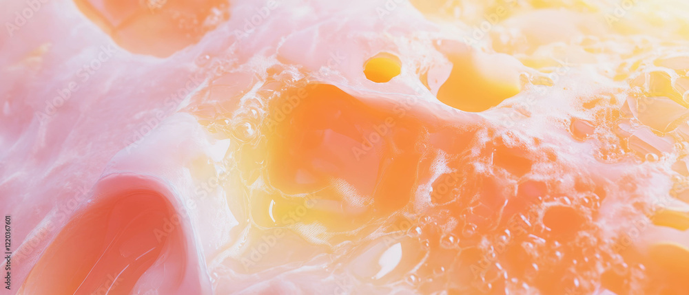 Poster viscous honey flows smoothly, creating an abstract wave pattern with a sweet texture