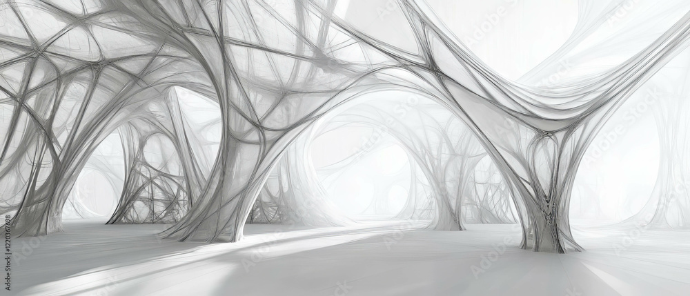 Poster intricate 3d wireframe structures create a futuristic abstract environment