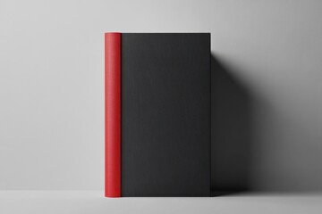 Black and Red Book Standing on Gray Background with Shadow Effects