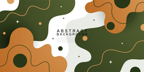 Abstract fluid wave background with green and brown color background. Liquid shapes concept. Eps10 vector