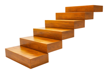 Wooden staircase design with modern appeal, cut out - stock png.
