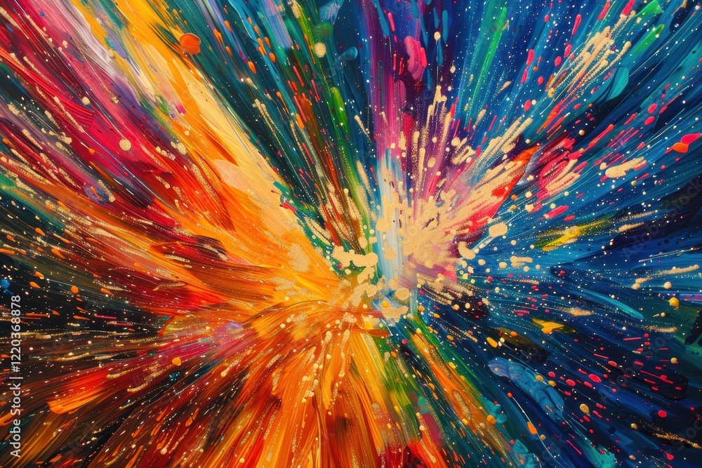 Poster colorful abstract light trails create a vibrant and dynamic visual experience in a dark setting duri