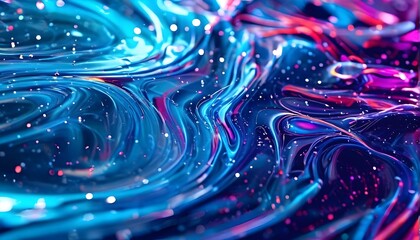 dynamic abstract background with swirling liquid patterns and colorful light refraction