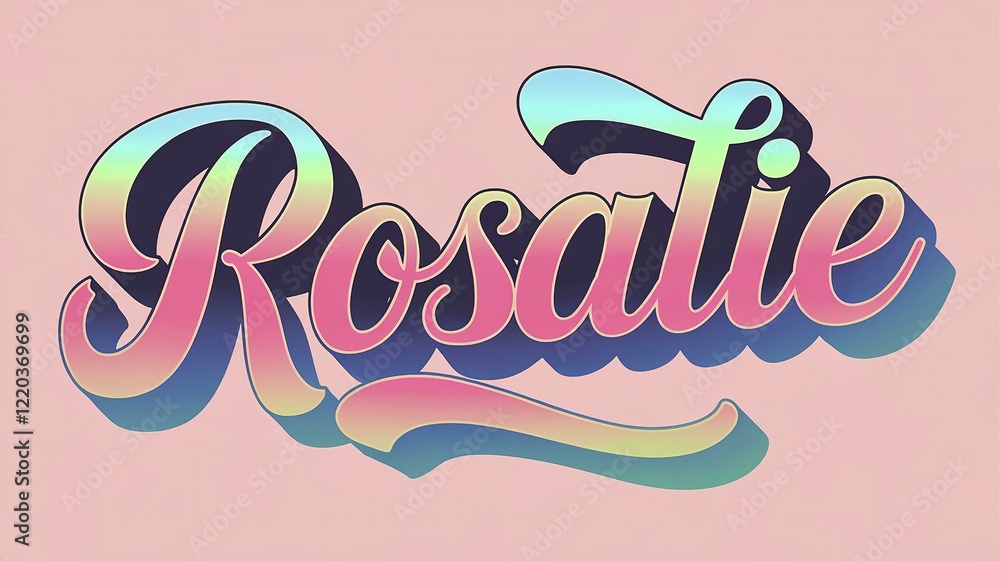 Poster gradient typography of name rosalie with light colors and shadows