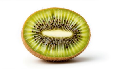 Fresh green kiwi fruit cut in half