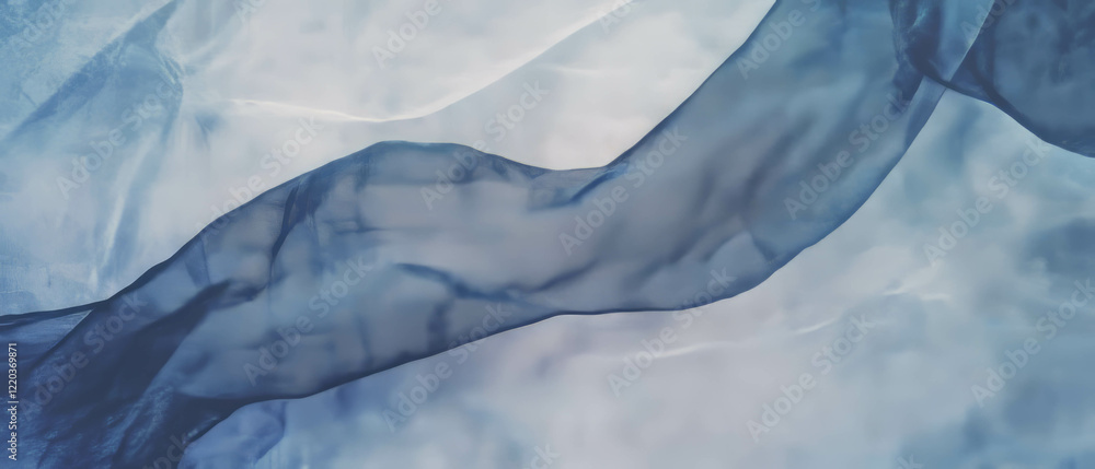 Poster Gradient fabric texture creating a tactile and abstract background in calming blue tones