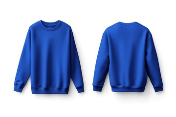 Blank Cobalt Blue Sweatshirt Mockup Front and Back View