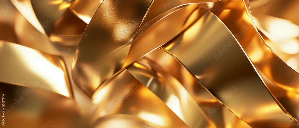 Aufkleber interactions of abstract 3d golden objects create striking visual effects through light and shadow