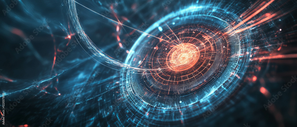 Poster dynamic abstract representation of time with flowing lines and vibrant colors