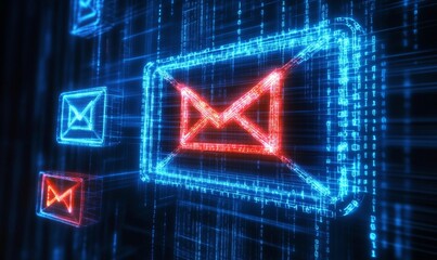 Digital Email Marketing Concept with Notification Alert Icons on Virtual Screen in Business Communication and Direct Selling Projects, Generative AI