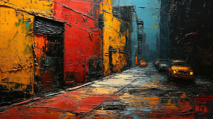 Old Houses Row With Colorful Walls In The Street