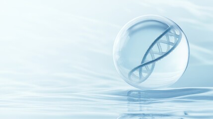 This visually active molecular ball with DNA structure floating on the skin's surface, symbolizes a skin care product that increases skin vitality and volume