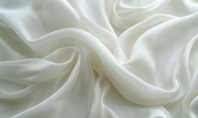 Obraz premium Elegant White Silk Fabric Wave Texture, Abstract Drapery Background for Luxury, Smooth and Flowing Textile Design Concept, Generative AI