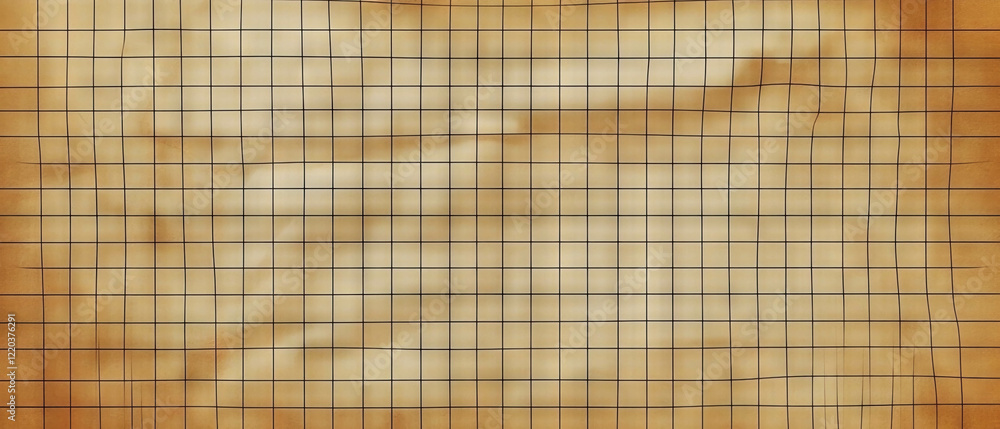 Poster brown grid paper backdrop with vintage banner and empty center for design applications