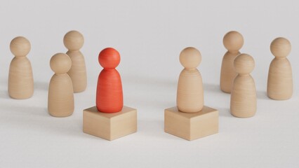 The leaders of the two teams stood out from the crowd, condensed successful team leaders.Leadership with business success concept.3D rendering on white background.