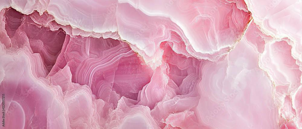 Poster close-up view of pink onyx texture with intricate patterns and soft hues