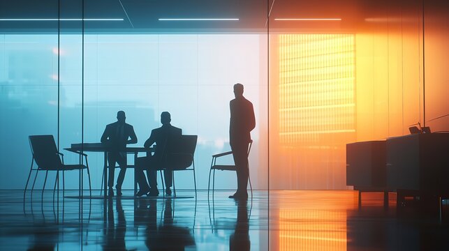 Shadowy Business Figures Engaged in Discussion with AI