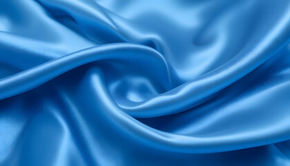 Fototapeta premium 4K Close-Up of Elegant Blue Silk Satin with Soft Flowing Waves, Ideal for Luxury Textile, Fashion, and Interior Design Projects.