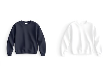 Blank Navy & White Crew Neck Sweatshirts Mockup