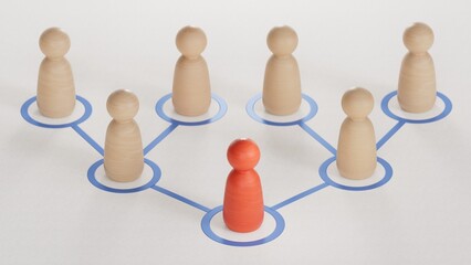Obraz premium social network icons, people network icons.Organized groups managed by a leader.Leadership with business success concept.3D rendering on white background.