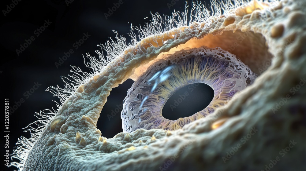 Poster close-up microscopic view of an eye structure with detailed iris and surrounding tissue