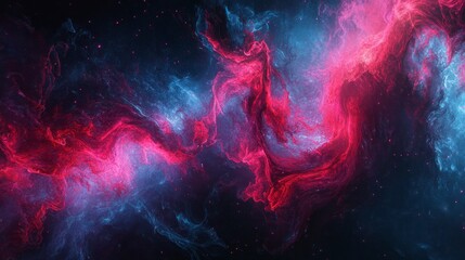 Fototapeta premium Colorful smoke in red, blue, and pink colors on a black background. Vape texture. Abstract wallpaper. Copy space for text or design. 