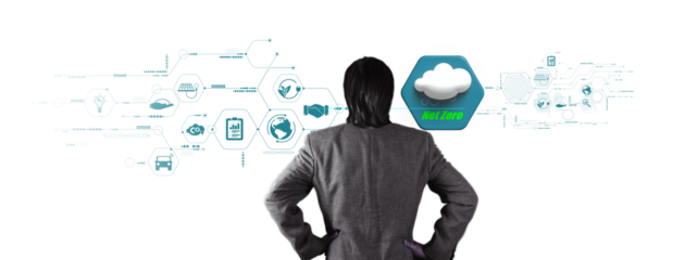 PNG, Man Looking at Net Zero Technology Concept with Transparent Background