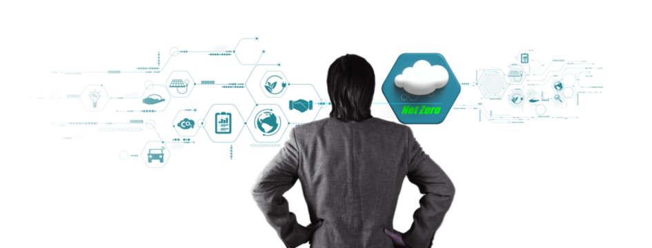 PNG, Man Looking at Net Zero Technology Concept with Transparent Background - Powered by Adobe