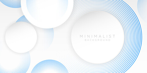 Abstract white background with blue circle lines. Digital future technology concept. vector illustration