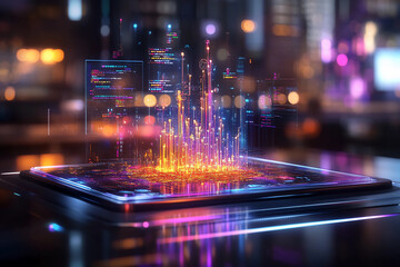 Quantum Holographic Interface with Floating Quantum Bits Displaying Real-Time Data, Algorithms, and Equations in a Sleek Digital Console with Holographic Technology